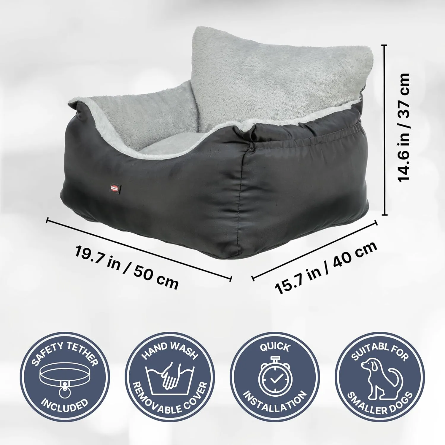 TRIXIE Convertible Lite Dog Car Seat for Small Dogs, Dog Booster Seat, Travel Pet Bed, Ideal for Small Dogs and Cats