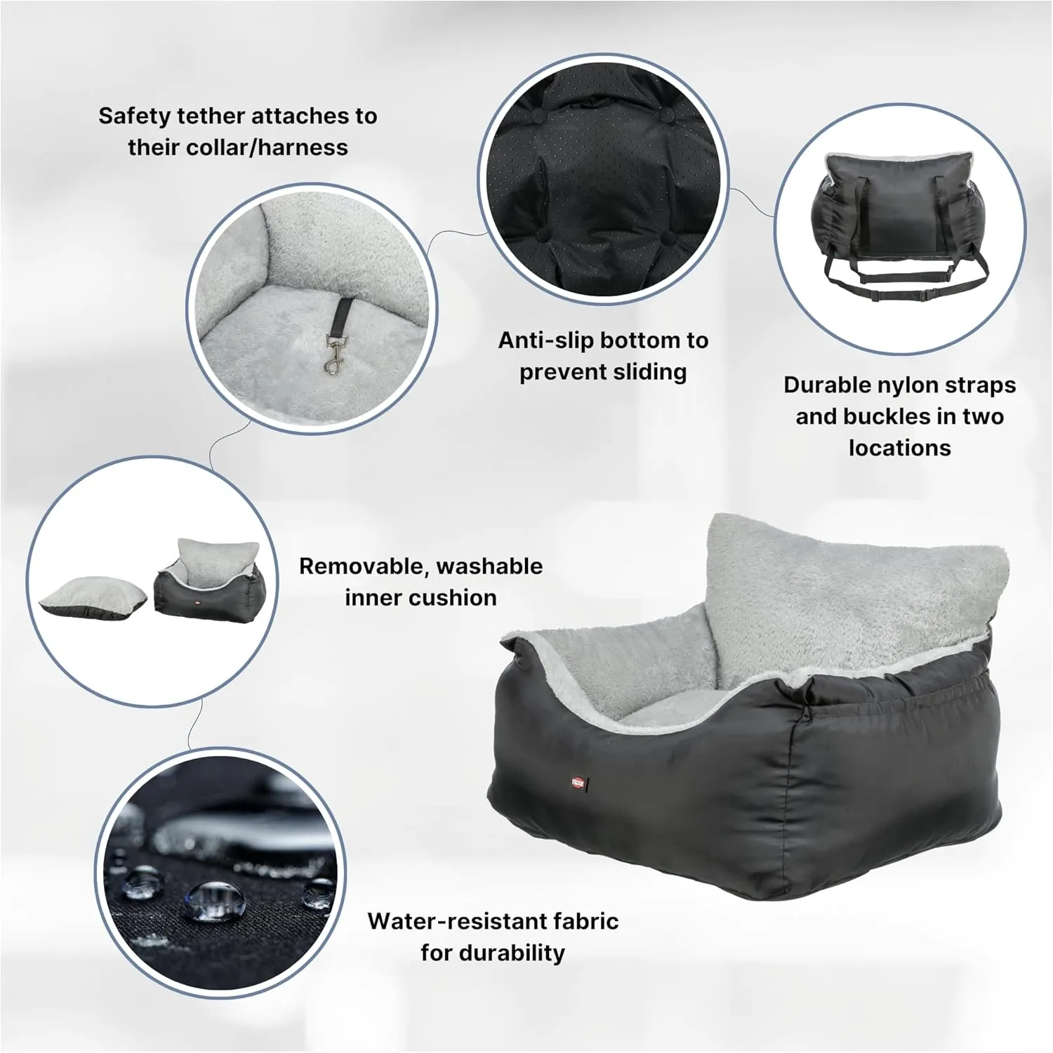 TRIXIE Convertible Lite Dog Car Seat for Small Dogs, Dog Booster Seat, Travel Pet Bed, Ideal for Small Dogs and Cats