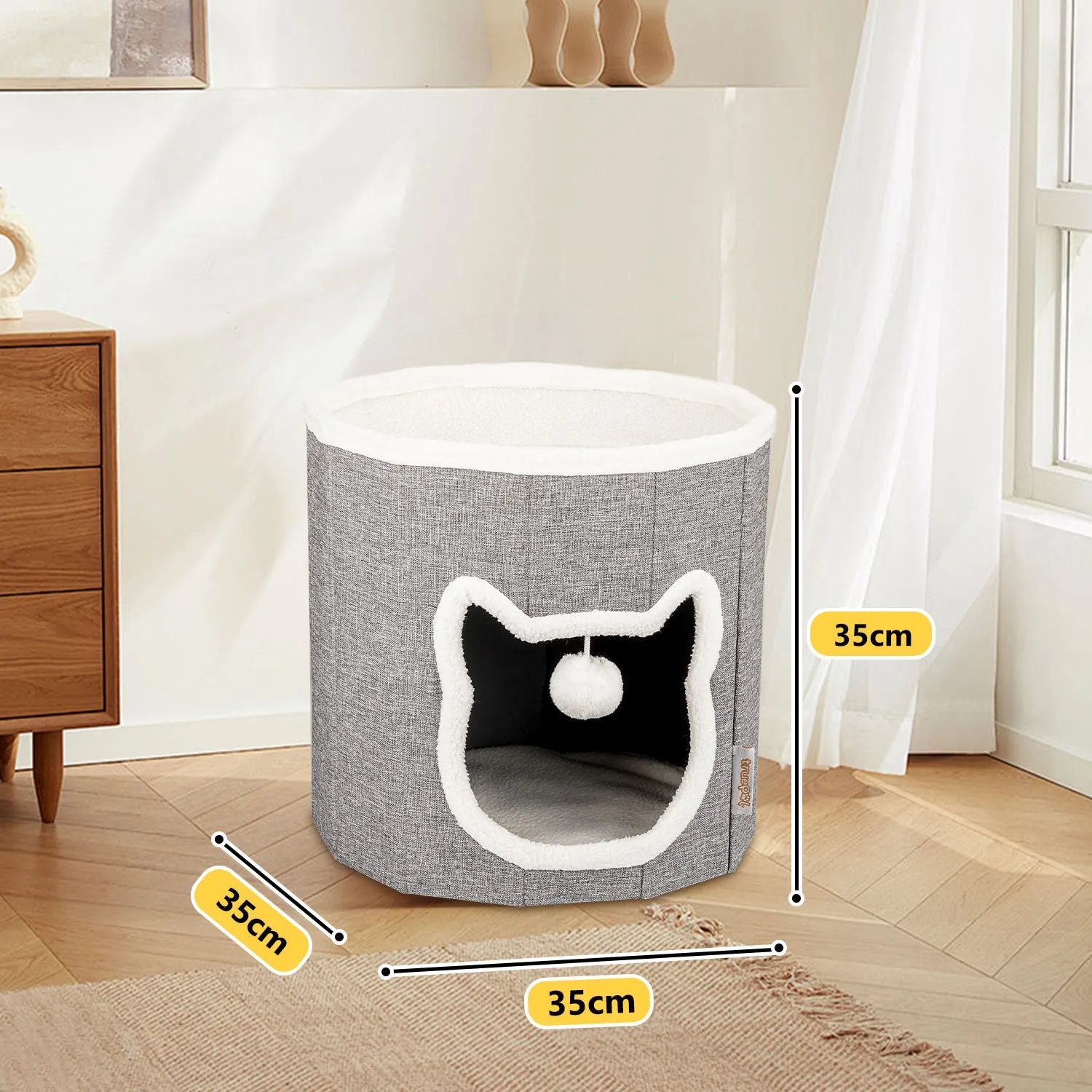 truepal Foldable Cat House Cat Cave Calming Cat Bed for Indoor Cats Washable Cat Condo with Hanging Toy Anti-tip Reinforced Design Suitable for Cats & Kittens