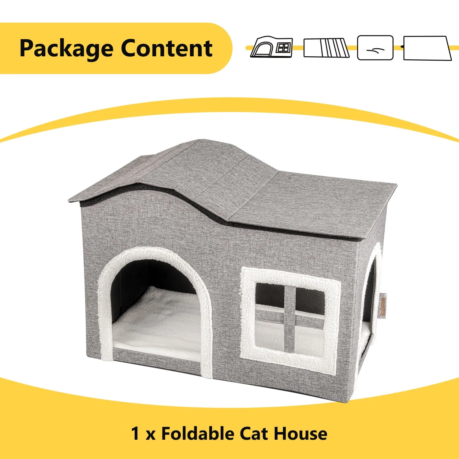 truepal Foldable Cat House Cat Cave Calming Cat Bed for Indoor Cats Washable Cat Condo with Window & Doorway Anti-tip Reinforced Design Suitable for Cats & Kittens (XL Size)