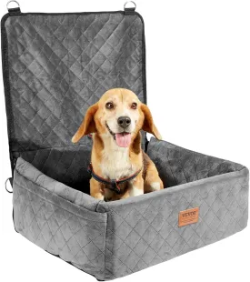 VEVOR Dog Car Seat, Dog Booster Seat for Car with a Storage Pocket, Clip-On Safety Leash, Sponge and PP Cotton Filling, Vehicle Bed for Small & Medium Dogs up to 40lbs,Gray