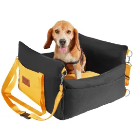 VEVOR Dog Car Seat, Waterproof Dog Booster Seat for Car with Side Handles and a Storage Pocket, Clip-On Safety Leash and PP Cotton Filling, Vehicle Bed for Small Dogs up to 25lbs, Black