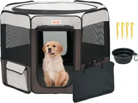 VEVOR Foldable Portable Pet Playpen, 36x36x23 in Dog Cat Pen   Free Carrying Case   Bowl, Indoor/Outdoor Dogs Crates Kennel for Puppies with Premium Waterproof 600D Oxford Cloth, Removable Zipper Top