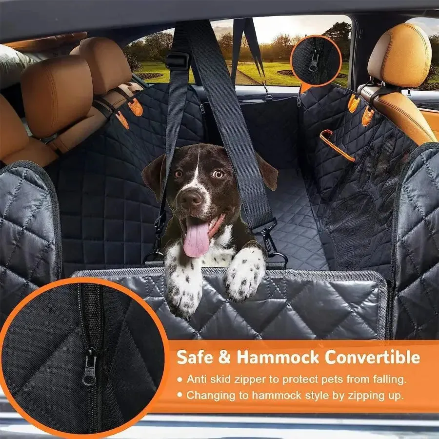 Waterproof Dog Car Seat Cover with Mesh Window & Side Zippers
