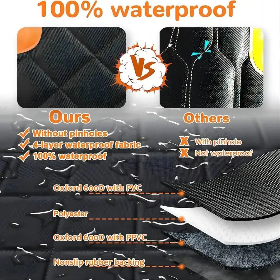 Waterproof Dog Car Seat Cover with Mesh Window & Side Zippers
