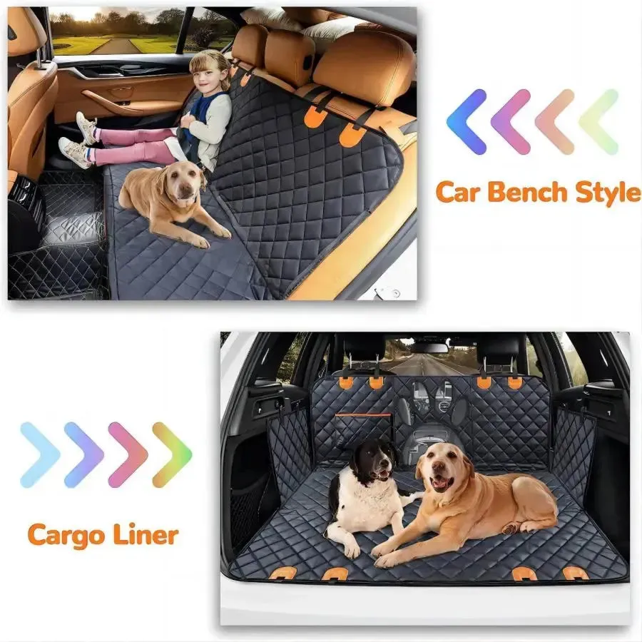 Waterproof Dog Car Seat Cover with Mesh Window & Side Zippers