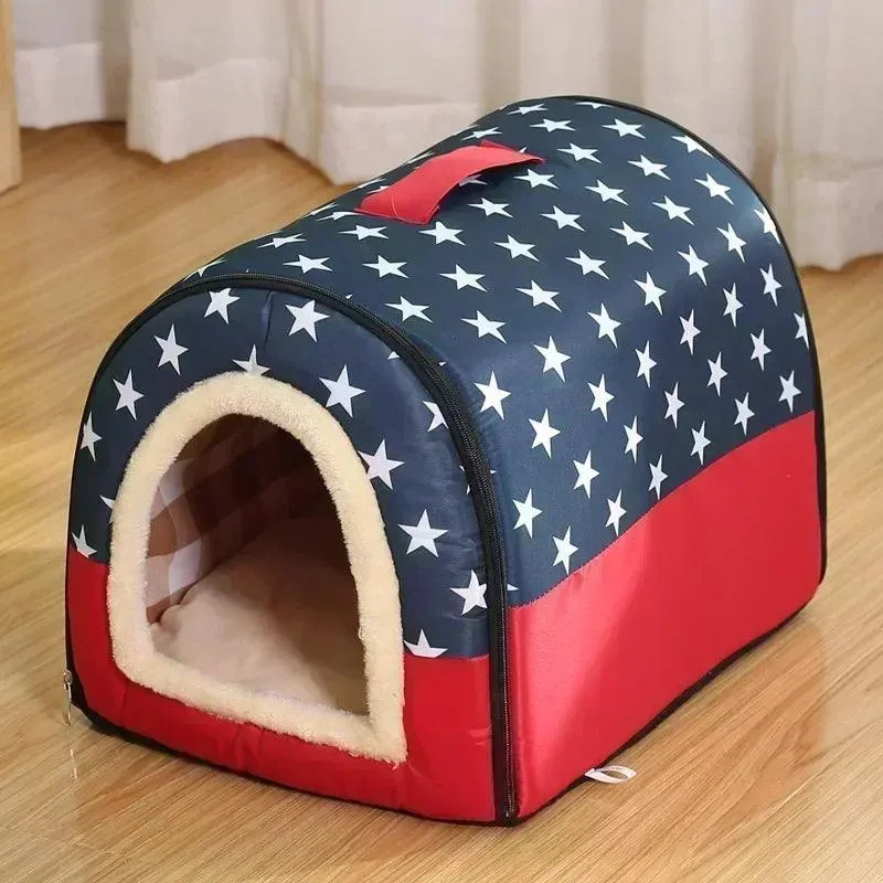 Winter Pet Cat Bed Foldable Dog House Dog Villa Sleep Kennel Removable Nest Warm Enclosed Cave Sofa Big Dog Kennel Pet Supplies