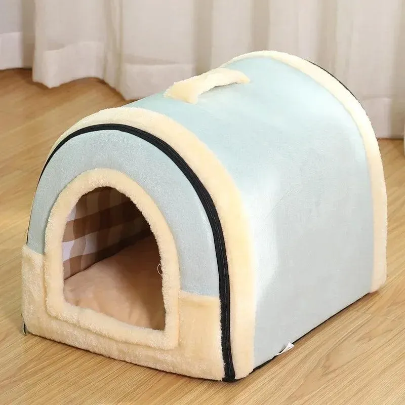 Winter Pet Cat Bed Foldable Dog House Dog Villa Sleep Kennel Removable Nest Warm Enclosed Cave Sofa Big Dog Kennel Pet Supplies
