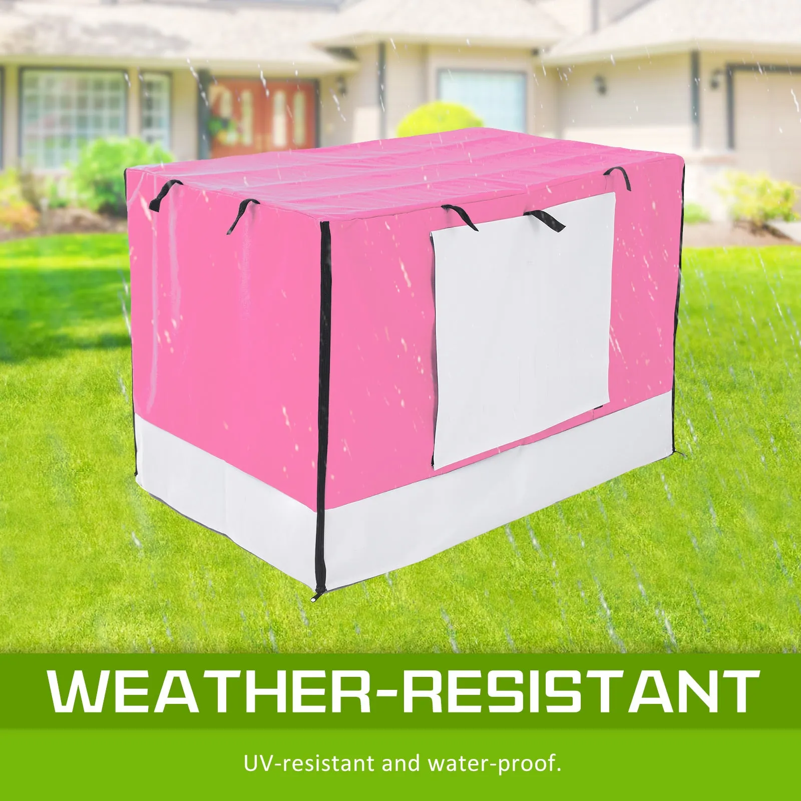 Wire Dog Cage Foldable Crate Kennel 48in with Tray   Pink Cover Combo