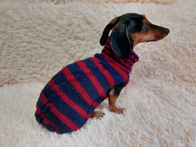 Wool winter striped pet jumper, dog sweater, dog clothes, dachshund warm vest